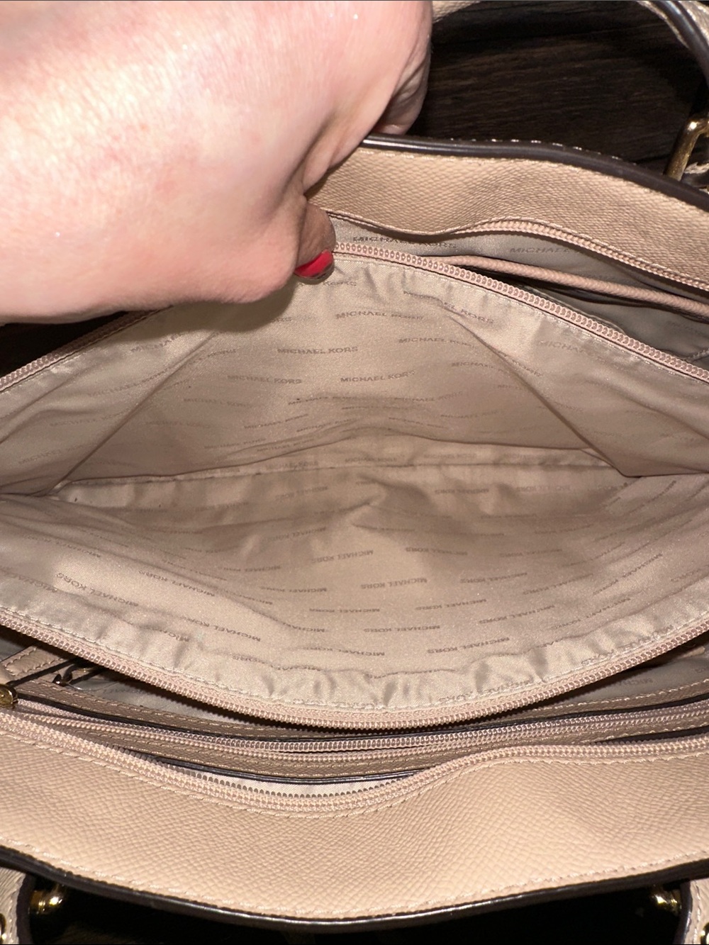 Michael Kors Tan Pebbled Leather Tote with MK Charm - Picture 9 of 9